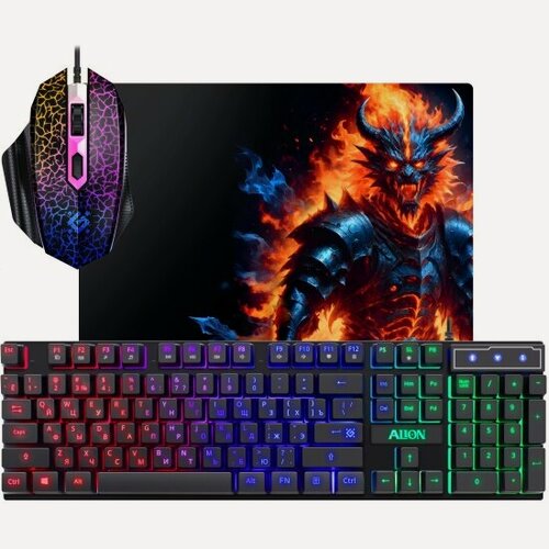 Изображение товара Клавиатура, мышь и коврик Defender Alion GS-987 RU проводной черный (52987)