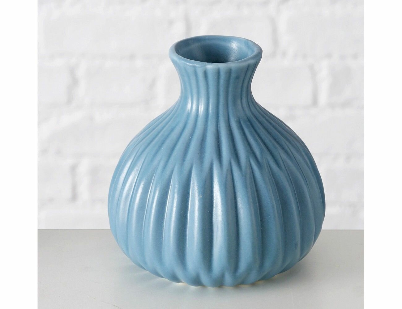 Фарфоровая ваза округлая, голубая, 12 см, Boltze