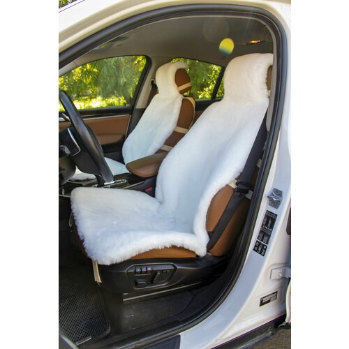 Накидка на сидение эко-мех(искусственный мех) белая короткий ворс 1шт