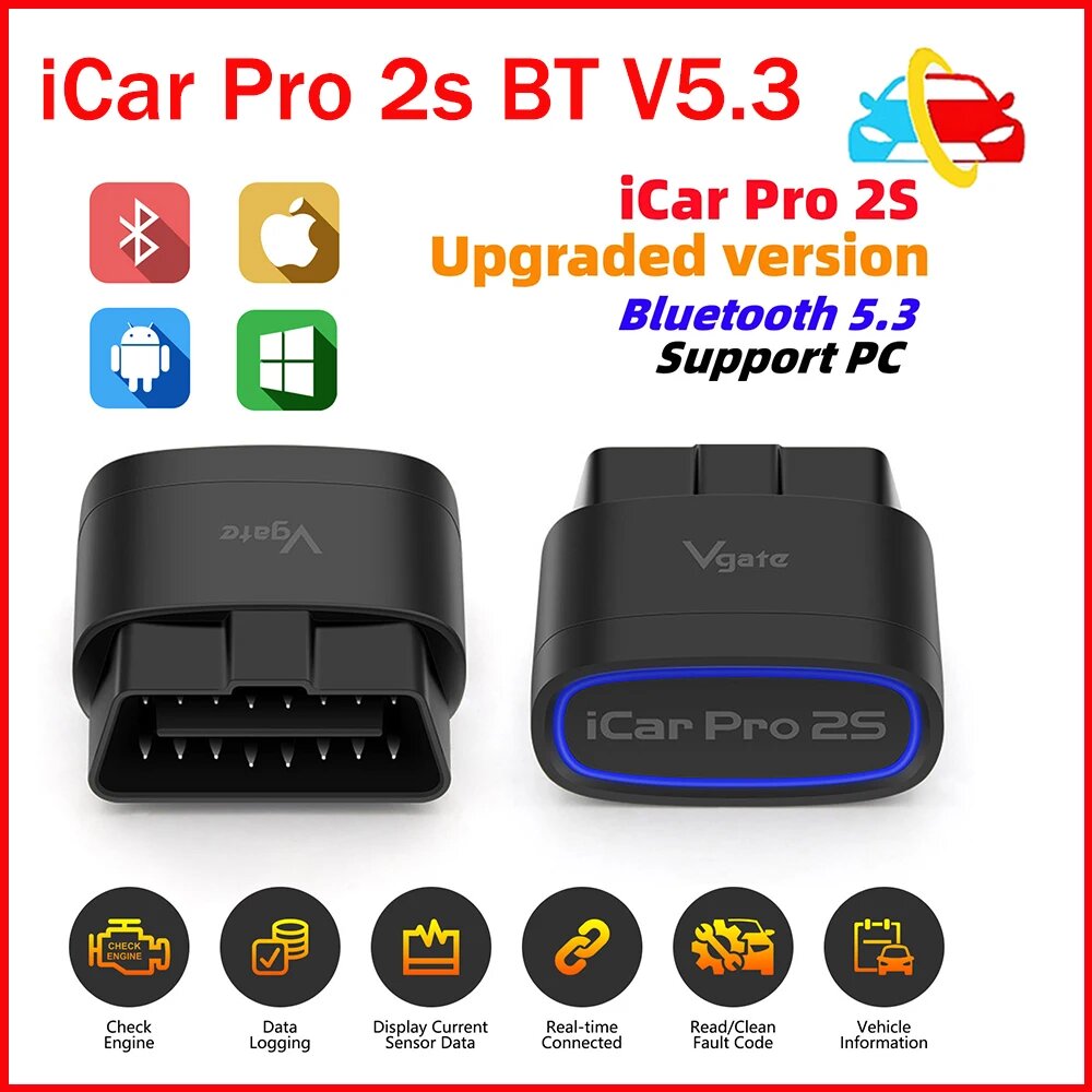 2024 Vgate iCar Pro 2S Bluetooth 5,3 OBD2 сканер автоматический SCAN ELM327 диагностический инструмент OBDII диагностика для iOS/Android/Windows, iCar pro 2s — фото 1