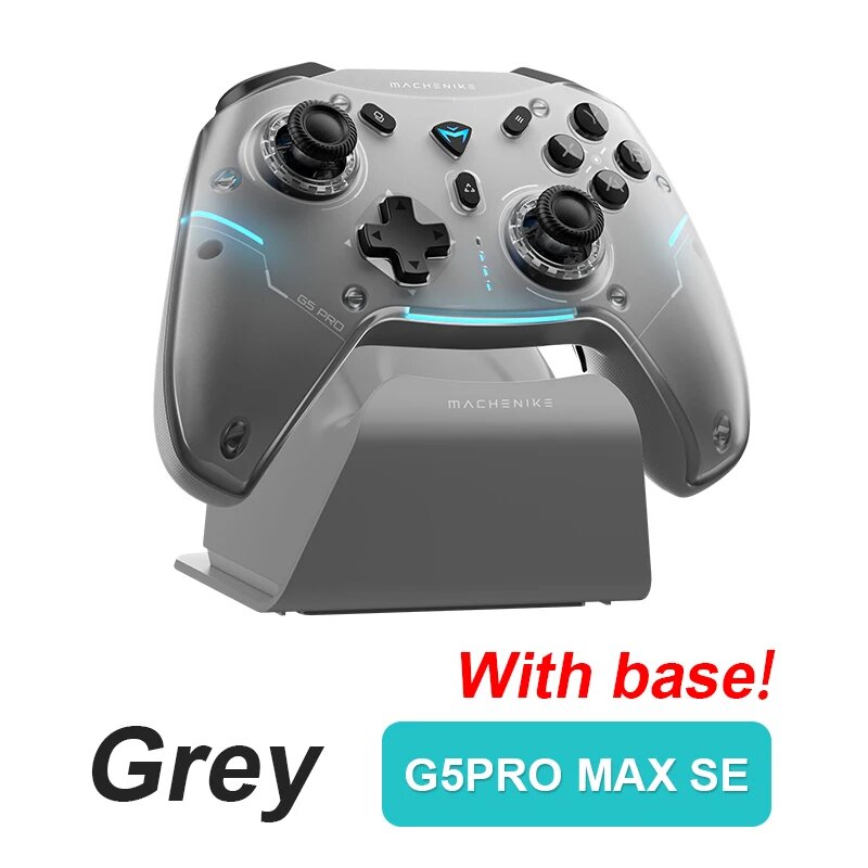 Геймпад Machenike G5 Pro MAX SE, беспроводной контроллер с тройным режимом, FPS, триггерный джойстик для Elite Hall, джойстик для переключателя, ПК, Steam, Gray With Base