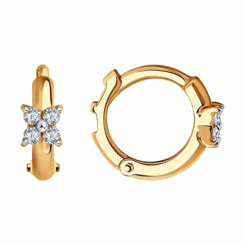 фото Серьги diamant online, красное золото, 585 проба, фианит, длина 1 см, , прозрачный