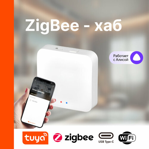 Шлюз Zigbee для умного дома TuyaSmart Life белый работает с Алисой 2300₽