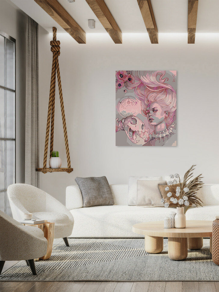 Картина по номерам "Девушка с цветами" — фото 1