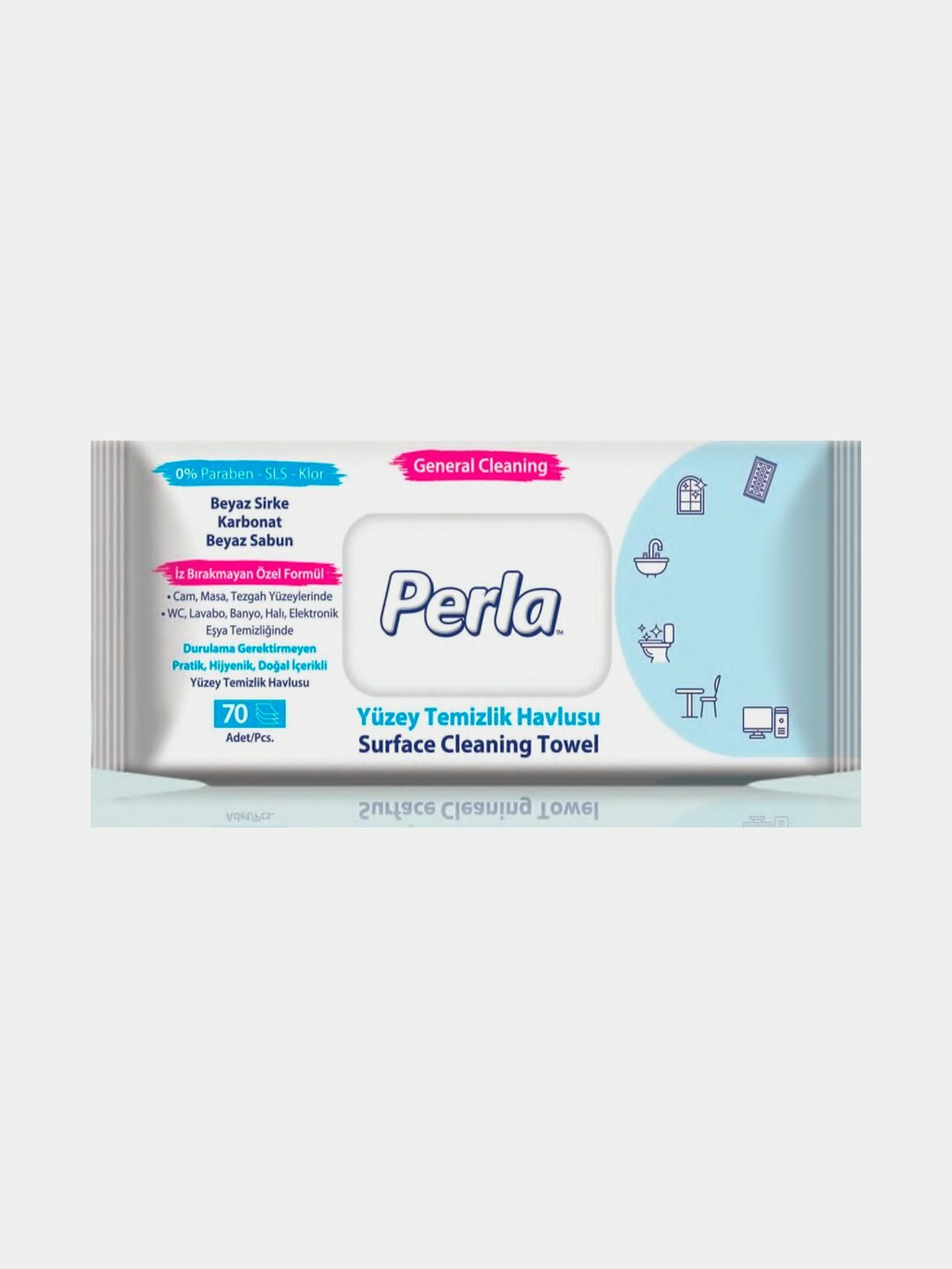 Салфетки для уборки PERLA Surface Cleaning Towel, с уксусом, 70шт