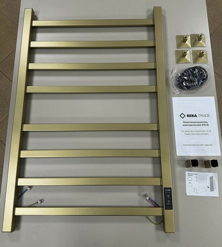 Изображение товара Полотенцесушитель NIKA STEP 1, электрический, универсальный, цвет GOLD MAT