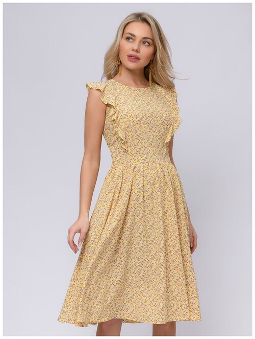 Платье 1001dress, повседневное, миди, размер 50, желтый