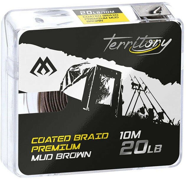 Поводочный плетеный шнур Mikado Territory COATED BRAID PREMIUM мягкий в оболочке 20LB (10 м) корич.