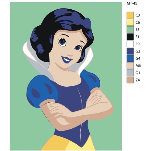 Детская картина по номерам MT-45 Мультфильм Белоснежка и семь гномов. Принцесса Белоснежка 20х30