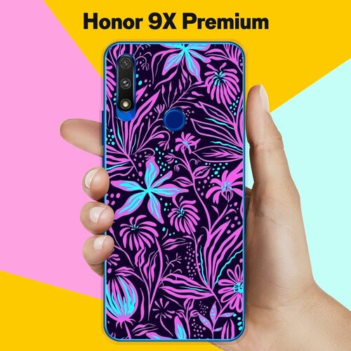 Силиконовый чехол на Honor 9X Premium Фиолетовые цветы / для Хонор 9 Икс Премиум силиконовый чехол фиолетовые цветы на honor 9x premium