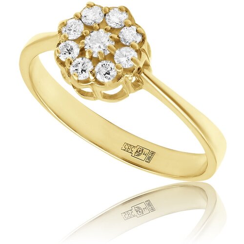 Кольцо помолвочное 1RBC, желтое золото, 585 проба, бриллиант, размер 17