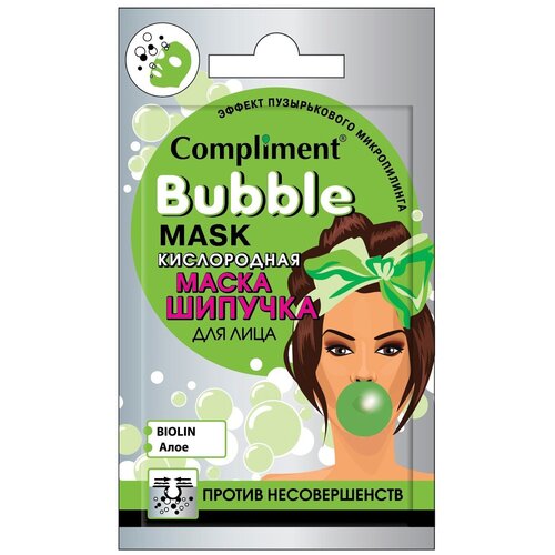 Compliment Bubble Mask Кислородная маска-шипучка против несовершенств, 10 г, 7 мл маска шипучка для лица compliment bubble mask кислородная подтягивающая 7мл х 3шт