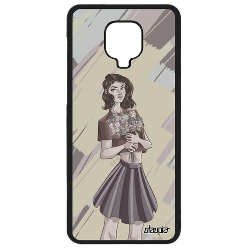 фото Чехол для телефонов xiaomi redmi note 9 pro, "девушка и цветы" розы модель utaupia