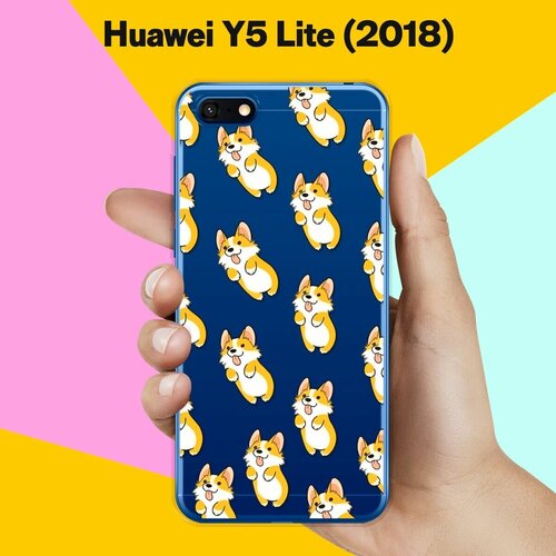 Силиконовый чехол Узор из корги на Huawei Y5 Lite (2018) силиконовый чехол корги в масках на huawei y5 lite 2018