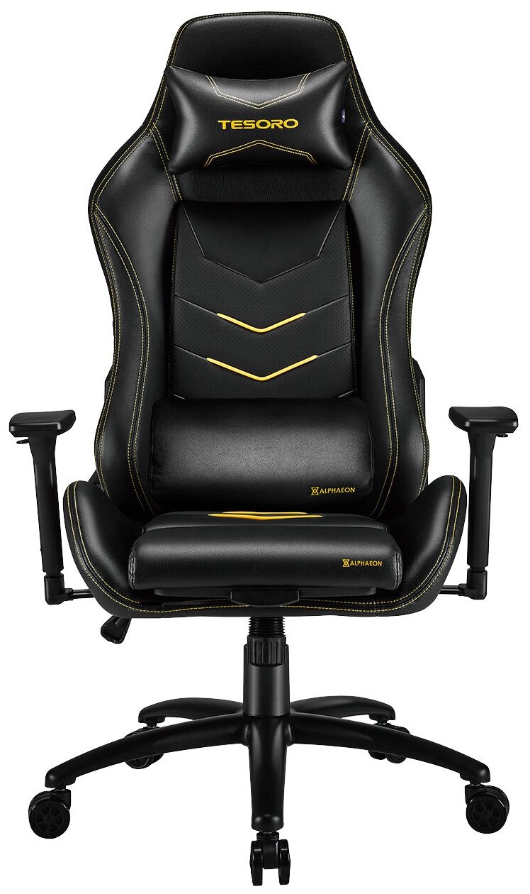 Компьютерное кресло TESORO Alphaeon S3 игровое, обивка: искусственная кожа, цвет: черный/желтый