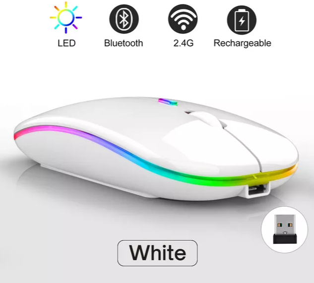 Беспроводная компьютерная мышь / USB – мышь/ RGB подсветка/ White