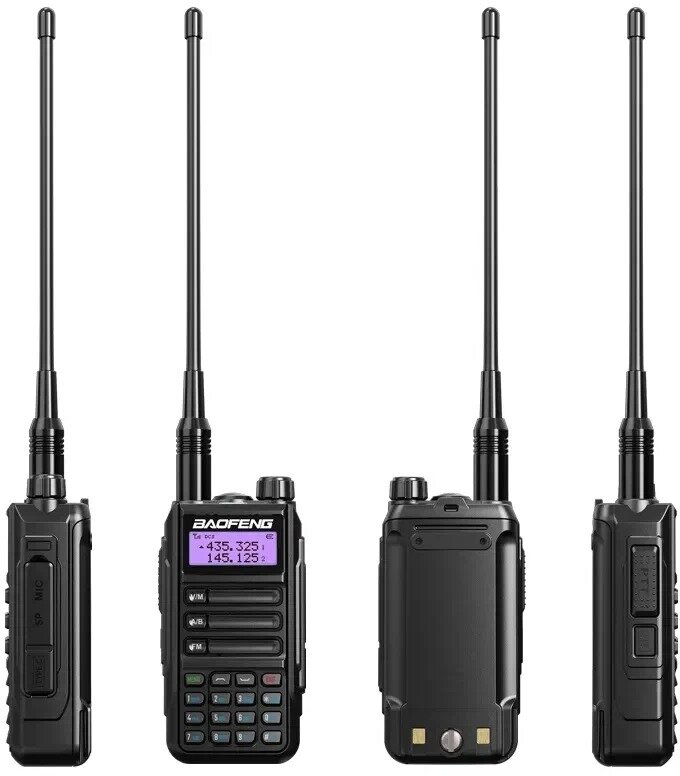 Рация Baofeng UV-16 PROЧерная / Портативная радиостанция для охоты и рыбалки с аккумулятором на 1800 мА*ч и радиусом до 10 км / UHF; VHF; IP68