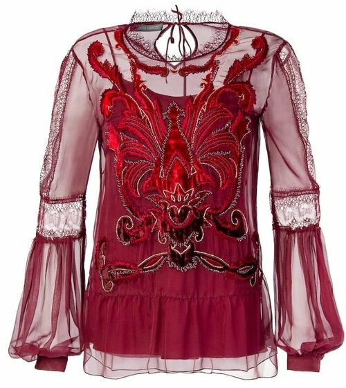 Блуза  Alberta Ferretti, нарядный стиль, полупрозрачная, размер 40, красный