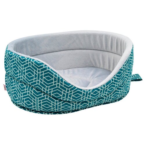 Лежанка Геометрия бязь, плюш №3 49x33x17 см морская волна