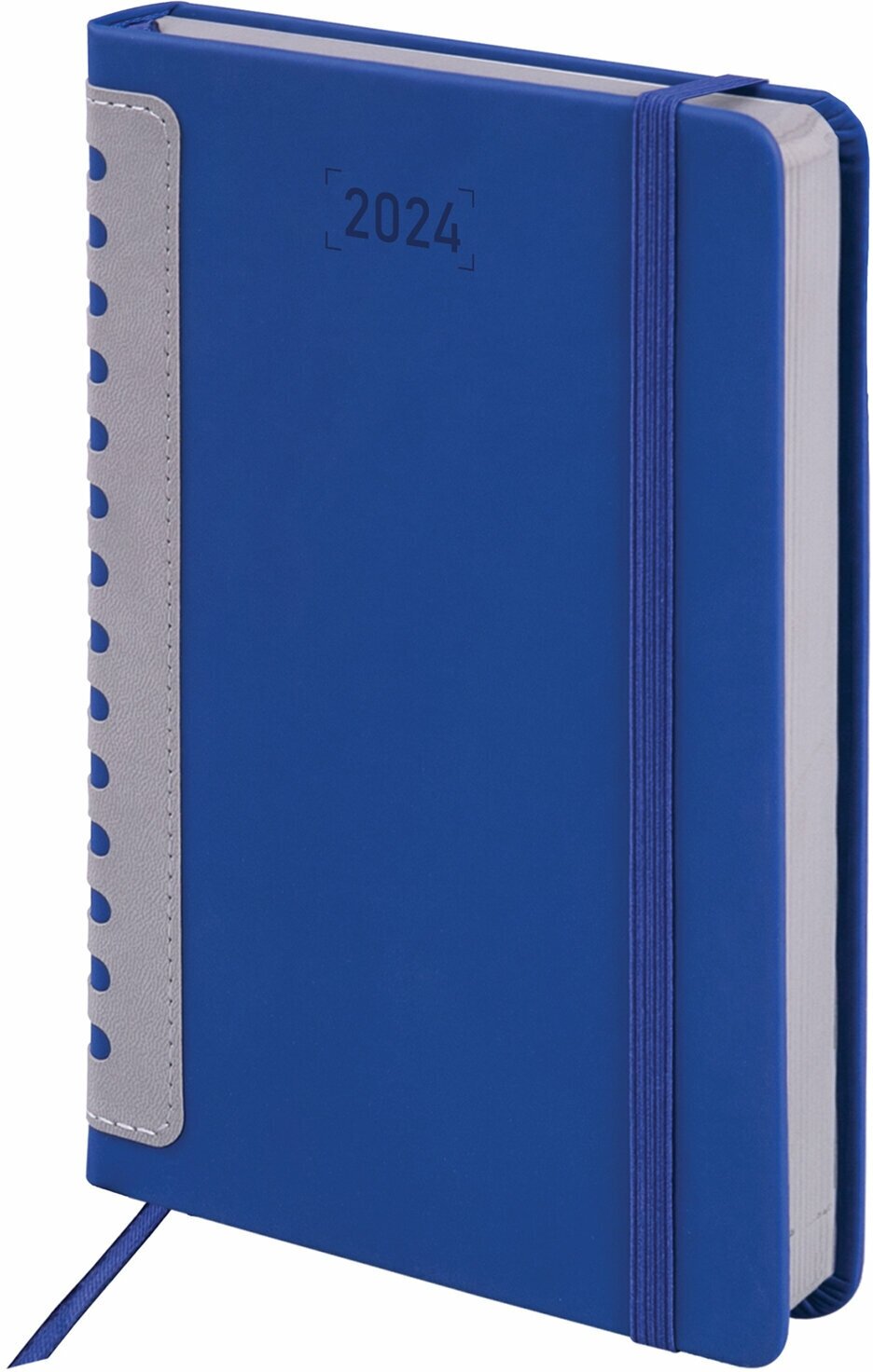 Ежедневник Brauberg датированный, 2024, А5, 138х213 мм, "Original", под кожу, синий/серый