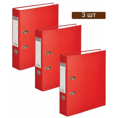 Папка-регистратор ATTACHE(ПВХ и бумага)с металлическим уголком,75мм, красная, карман на коришке 3 комплекта