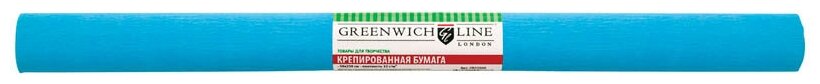 Бумага крепированная Greenwich Line, 50*250см, 32г/м2, голубая, в рулоне, пакет с европодвесом (арт. 311732)