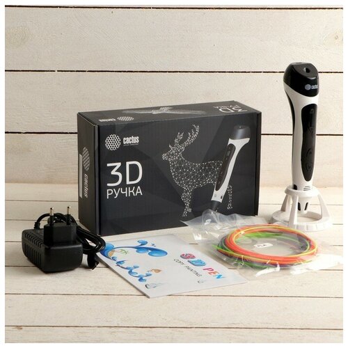 3D ручка Cactus (CS-3D-PEN-C-WT), ABS и PLA, пластик в комплекте, белая