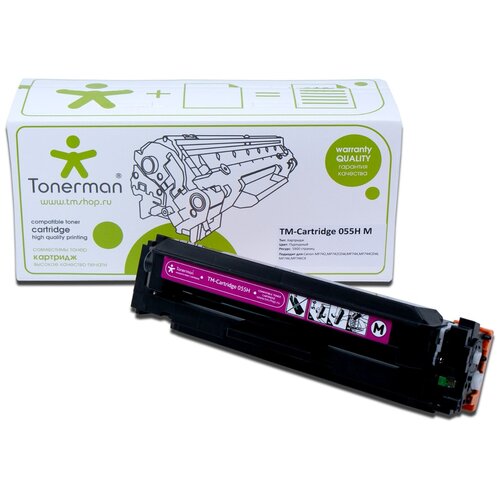 Tonerman Картридж Tonerman TM-Cartridge 055H M без чипа, 5900 стр, пурпурный картридж tonerman картридж tonerman tm cartridge 055 bk без чипа 2300 стр черный