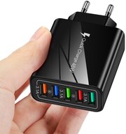 Сетевое зарядное устройство на 5 USB/ Чёрное