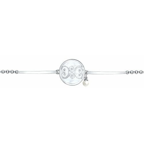 bestgold серебряный браслет с жемчугом длина 17 20 см Браслет Diamant online, серебро, 925 проба, перламутр, жемчуг, длина 17 см.