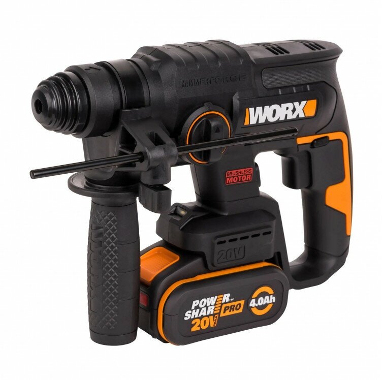 Перфоратор аккумуляторный бесщеточный WORX WX381 20В 4Ач ЗУ 2А кейс