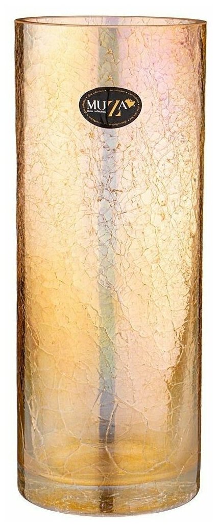 Ваза цилиндр Muza "Cracle amber"диаметр 12 см, высота 30 см (380-629) - фото №1