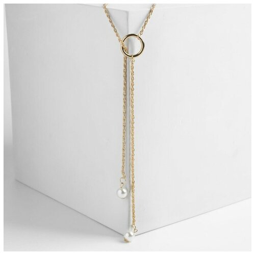 фото Кулон "эстетика" на кольце, цвет белый в золоте, l=76 см queen fair