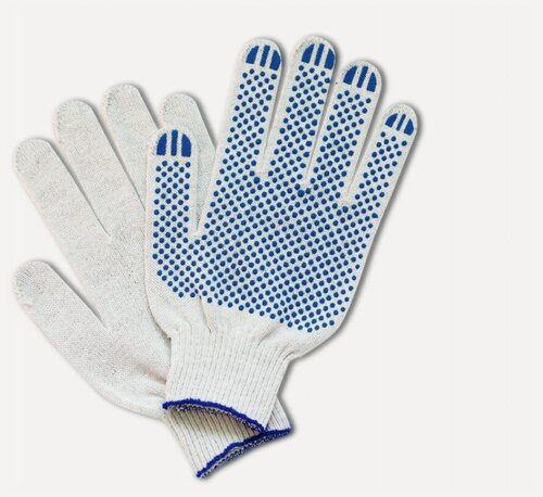 Изображение товара Перчатки рабочие с ПВХ х/б 100 пар 4 нити 10 класс хозяйственные трикотажные 42 гр.