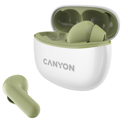 Наушники Canyon CNS-TWS5GR беспроводные, вкладыши, с микрофоном, TWS, Bluetooth, зеленый