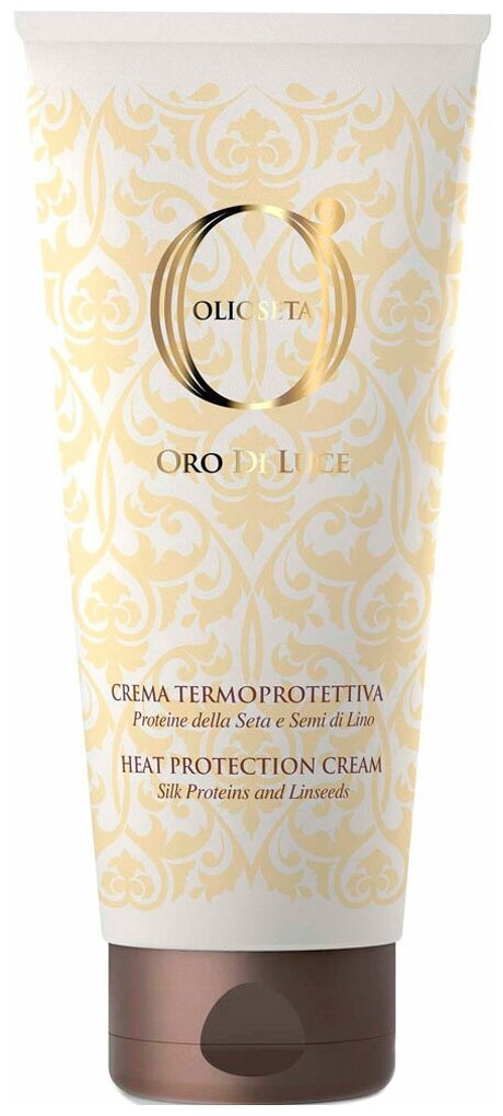 Barex Olioseta Oro Di Luce Крем термозащитный для волос с протеинами шелка и семенем льна Heat Protection Cream, 1000 г, 200 мл, туба