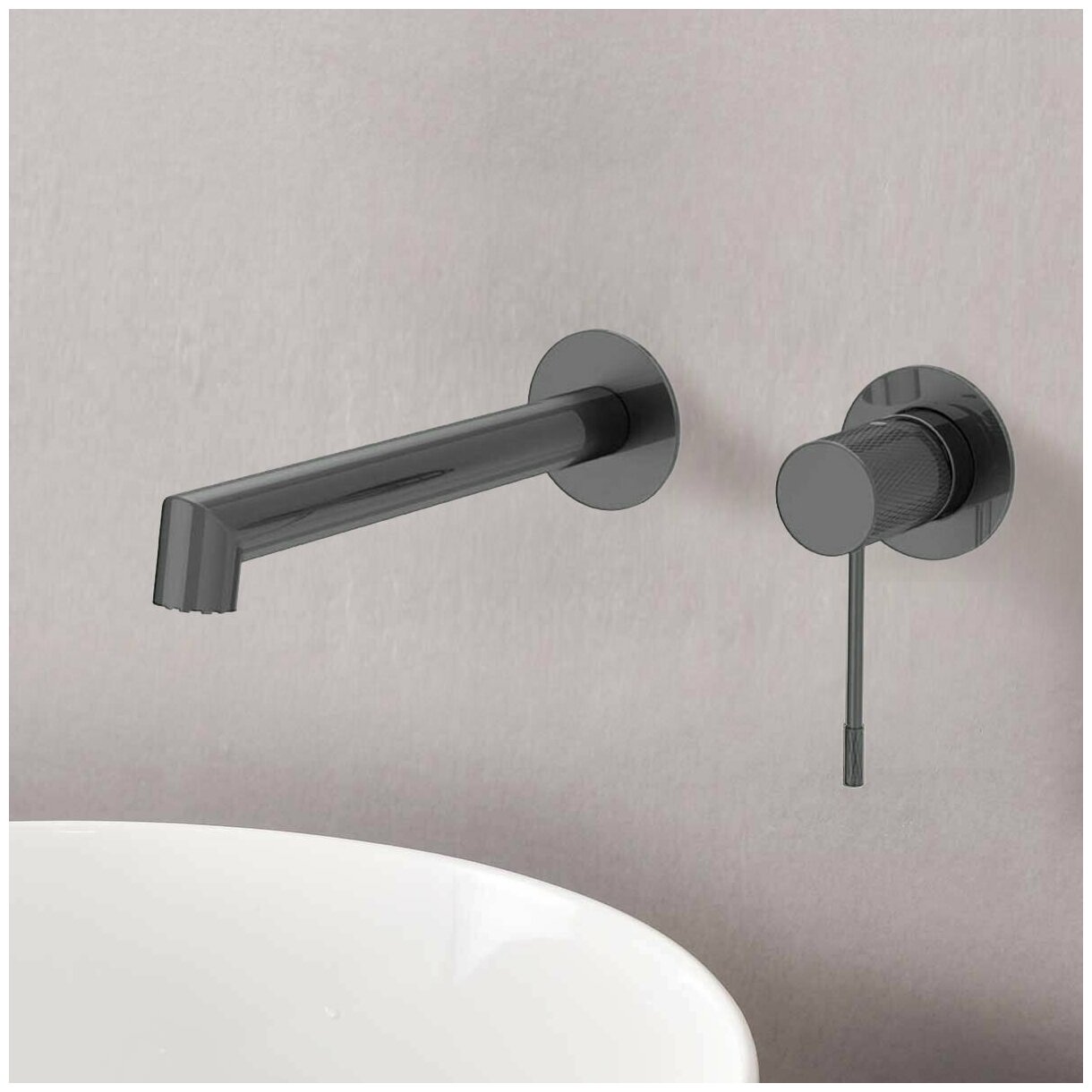 фото Смеситель для раковины Vincea Desire VBFW-1D1GM встраиваемый однорычажный, вороненая сталь