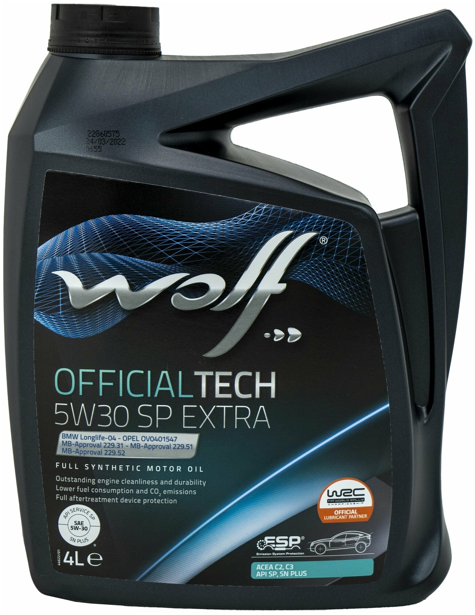 WOLF OFFICIALTECH 5W-30 SP EXTRA масло моторное (4Л) 1049359
