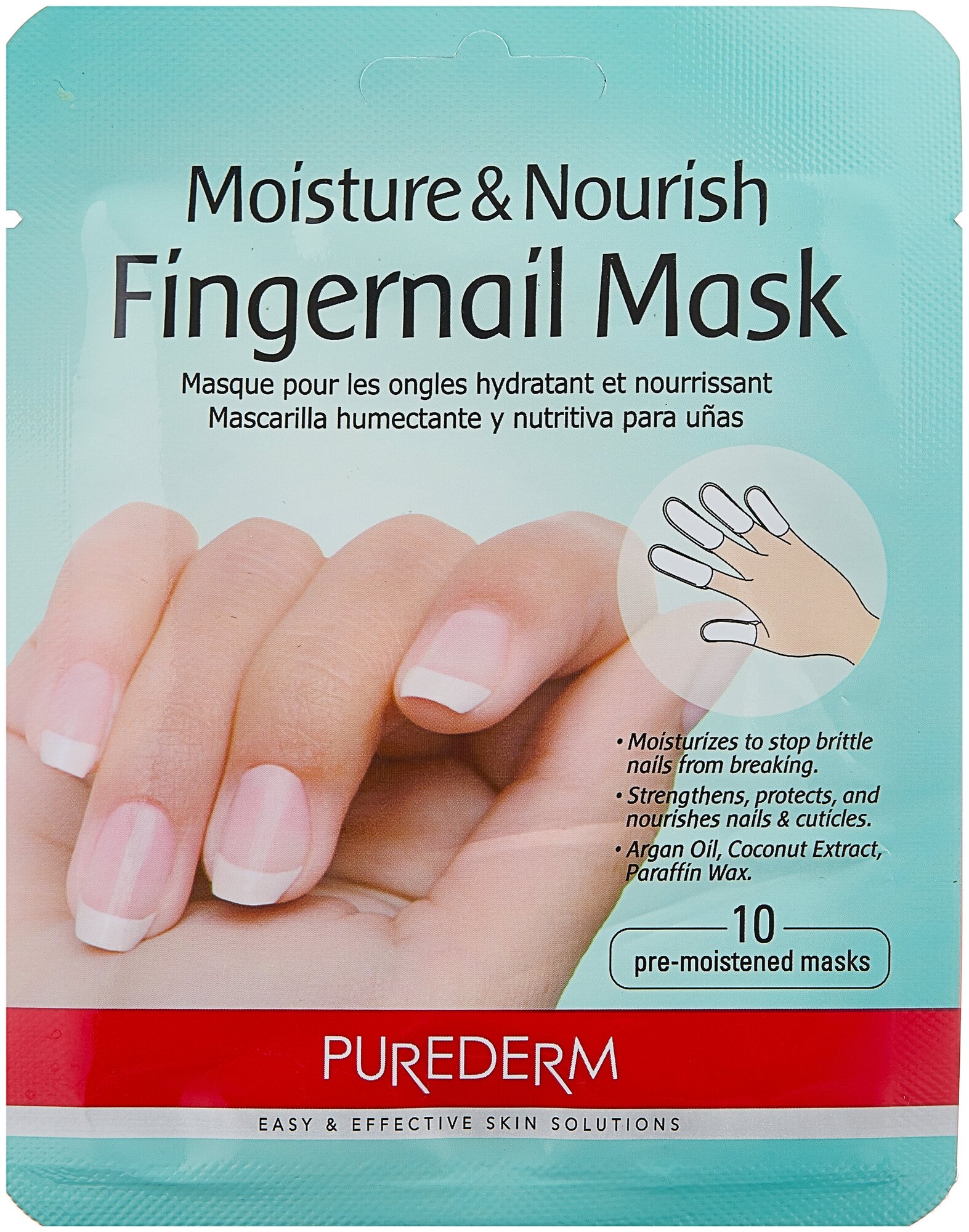 Purederm Moisture and Nourish Fingernail Mask Увлажняющая и питательная маска для ногтей, 10 шт
