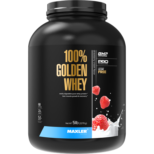 Протеин Maxler 100% Golden Whey New, 2270 гр., клубничный крем maxler 100% golden whey 2270 гр клубника