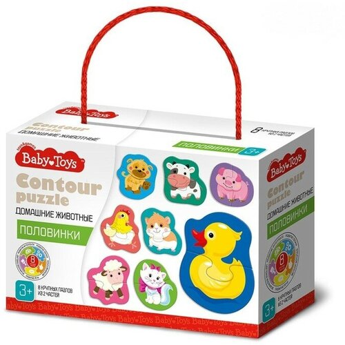 пазлы контурные baby toys половинки домашние животные 04120дк Пазлы контурные Домашние животные Половинки 2 шт