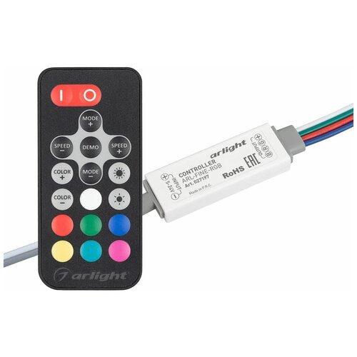 Контроллер ARL-FINE-RGB Black (5-24V, 3x2A, RF ПДУ 18кн) (Arlight, IP20 Пластик) dc 5v 12v 24v 3key мини светодиодный rgb контроллер с одиночным цвет диммер драйвер для 5050 3528 2835 5730 5630 3014 smd светодиодный светодиодные полосы света