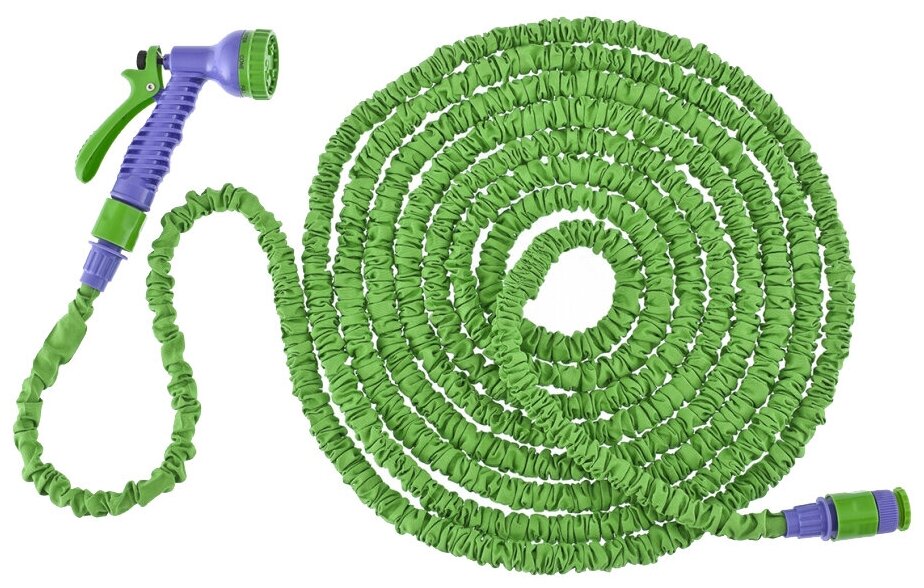 Набор поливочный, усиленый растягивающийся шланг 20 м, 7 режимов пистолет, соединитель, адаптер Palisad 67547 - фотография № 1