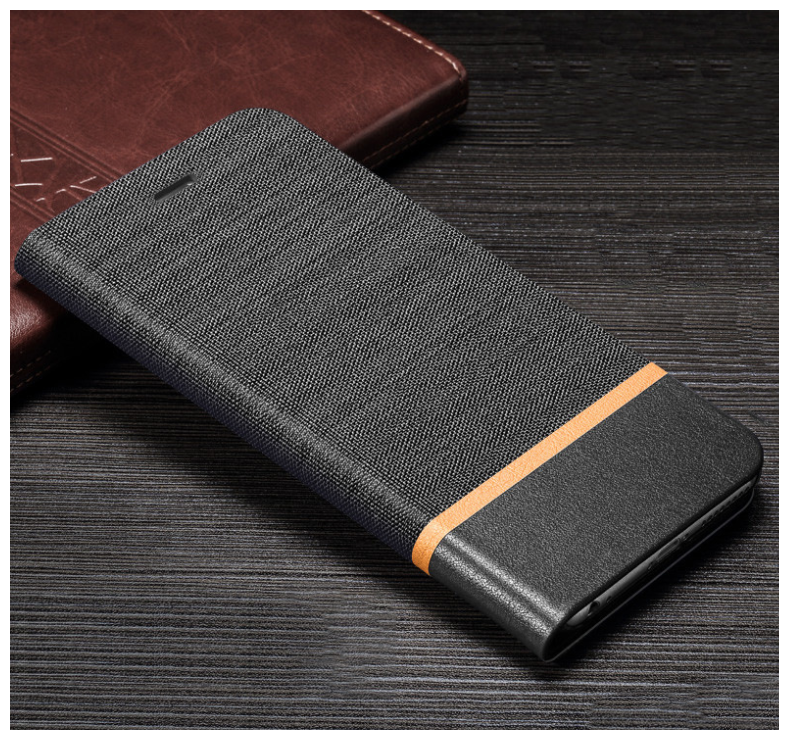 Чехол-книжка MyPads Con Striscia для for Huawei Honor 6X (BLN-AL10) 5.5 из водоотталкивающей ткани под джинсу с золотой полосой и вставкой под кожу.