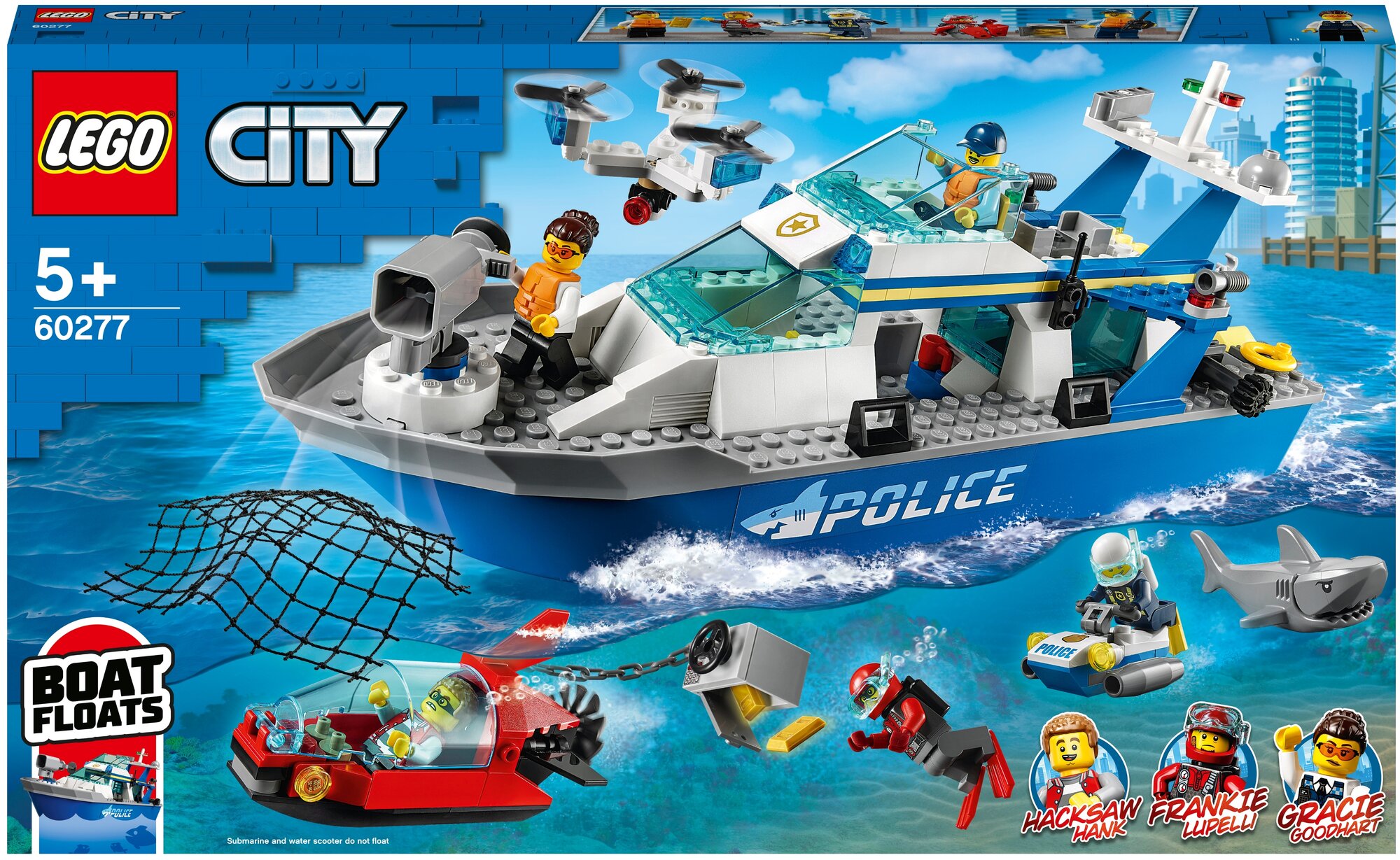 Конструктор LEGO City Police 60277 Катер полицейского патруля, 276 дет.