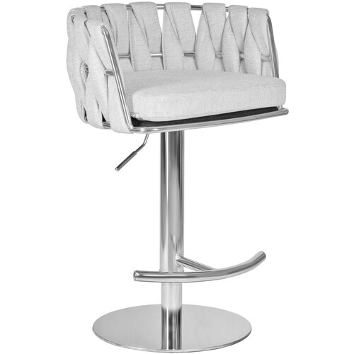 Барный стул для кухни OSCAR с регулировкой высоты, высокий стул, серый, обивка ткань