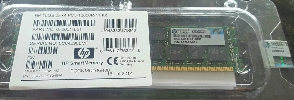 Оперативная память HP 16GB 2Rx4 PC3-12800R-11 Kit [672631-B21]