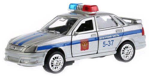 Полицейский автомобиль ТЕХНОПАРК Lada Priora Дежурная часть (CT12-440-3) 1:43, 6 см, серебристый