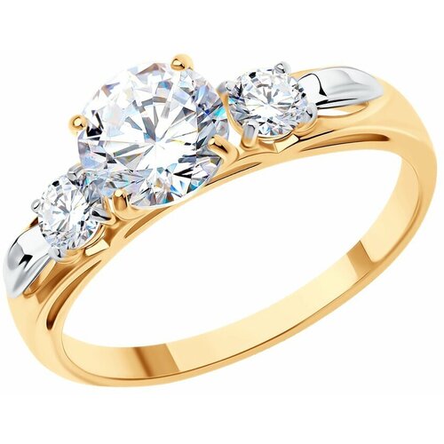 фото Золотое кольцо sokolov 019024 с фианитом diamant-online