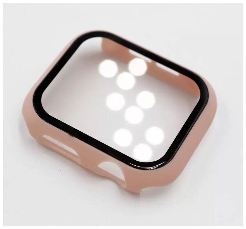 Чехол для Apple Watch 42mm со стеклом светло-розовый